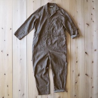 【20%OFF】Fog Linen Work（フォグリネンワーク）オールインワン「ベック」カーキ（ウール/リネン）